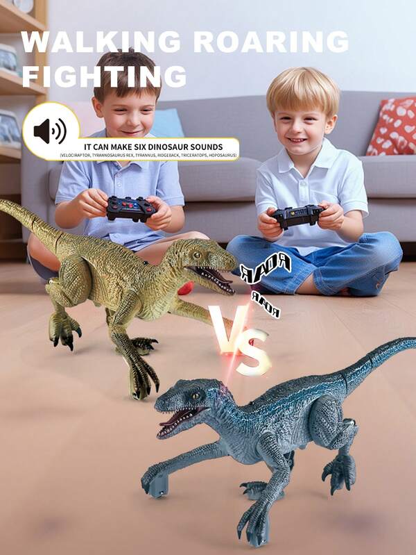 1 pieza Juguete de dinosaurio con control remoto (para niños de 3 a 5 años), juguete de Velociraptor jurásico, dinosaurio robot con control remoto electrónico con función de caminar, efecto de rugido, función de demostración, adecuado para regalos de cumpleaños, Navidad, Halloween, Pascua para niños y niñas de 3 a 12 años