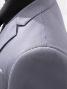 Men's Suits, Men's Business Casual Style, Including Solid-Color Suit Jackets And Trousers. Elegant Men's Suits, Suitable For Work Commuting, Casual Occasions, Weddings, Dances, And Business Venues. - Xám - Xem 6