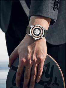 Foxbox Men's Quartz Watch Retro Cool Dial Display Design Blind Touch Waterproof Rotating Magnetic Bead Watch