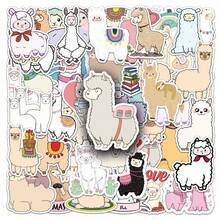 1 Pack Of 50 Cute Cartoon Alpaca Ins Wind Creative Stickers Luggage Scooter Refrigerator Notebook Stationery Stickers Halloween School Season Label Process Stickers