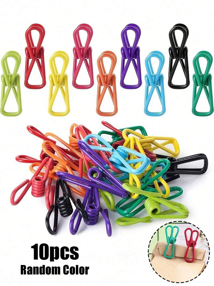 Random - Colored Multifunctional Clips, Durable Spring Clamps With Strong Grip, Packaging Bag Clips, Chip Clips, Coated Clips For Sealing Packages, Versatile Organizers For Securing Papers, Sealing Snack Bags, Tool Clips For Kitchen Camping Picnic Bbq,Organizing Crafts & Home Essentials,Ideal For Office, Kitchen, Diy Projects & Tidy Enthusiasts Seeking Efficient Clutter Management - Multicolor - View 1