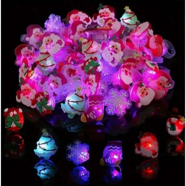 50 Stück LED leuchtende Fingerringe - Weihnachts-Fingerlichter mit leuchtenden Dekorationen, batteriebetrieben für Partydekorationen, thematische Veranstaltungen und Winterfeiern, Weihnachtsschmuck, Partyzubehör für Feiertage, lebendige Lichtshow, Knopfbatterie-Beleuchtung, Weihnachtsdekoration, XMAS-Dekoration, Weihnachtsbaum-Geschenkdekoration, Thanksgiving, Hochzeit, Heimdekoration, Herbstdekoration, Herbstdekoration, Geburtstagsdekorationen für Geschenke, Partyzubehör, Innen- und Außenbereich, Garten, Feiertage, Festival-Dekoration, Halloween-Dekoration, Wanddekoration, Halloween-Ornamente