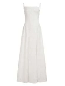 Elegant Off-The-Shoulder Jacquard Lace Strap Dress, Waist Tie, Graceful Evening Gown - 白色 - 查看 8