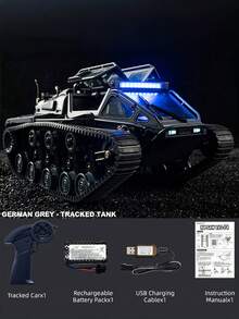 新款 C8812 高速漂移履带式越野车，（13 种可切换照明模式 + 可移动翼门），2.4G 遥控旋转特技履带式坦克玩具，送给男孩的绝佳生日礼物 - 彩色 - 查看 16