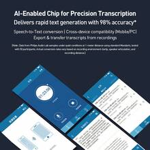 PHILIPS 飞利浦 16G/32G 蓝牙智能录音笔，AI 智能降噪，语音转文字，一键录音，适用于讲座、会议、课堂、工作、采访