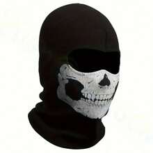 Black Barak Waffle Ghost Skull Full Face - Windproof Motorcycle Riding Gear, Version, Suitable Halloween And Gifts, Unisex Outdoor Sports Role-Playing, Durable Textile Fabric, Halloween Accessories, Design, Protective Face - màu đen - Xem 8