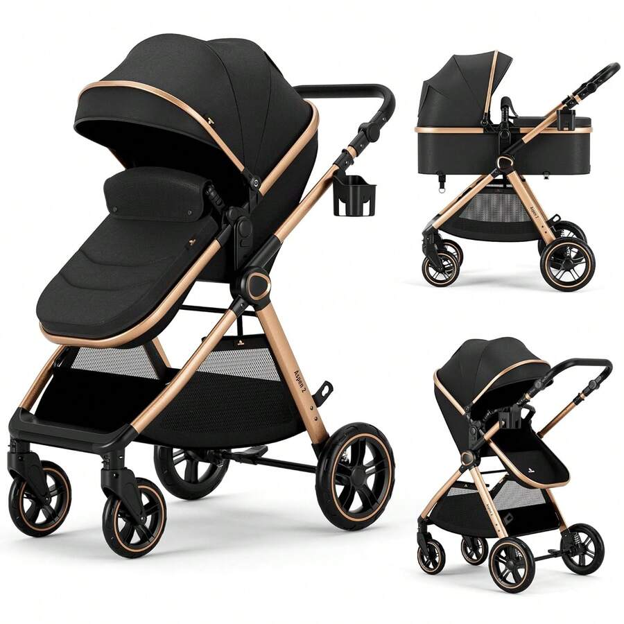 Carreola Para Bebés Con Portabebe, Carriola Para Bebé Bastón - Negro - Ver 1