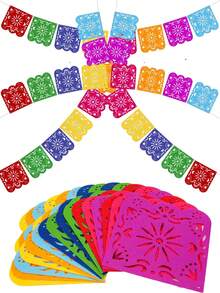 1条10英尺墨西哥派对装饰横幅，毛毡材质，色彩鲜艳，亡灵节装饰横幅，节日生日婴儿派对装饰，5月5日亡灵节花环，墨西哥派对用品 - 彩色 - 查看 9