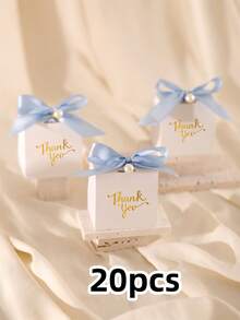 20/50个装白色礼品包装盒，配高级丝带和珍珠装饰 - 适用于派对、生日、婚礼、情人节等场合的礼品盒 - 彩色 - 查看 12