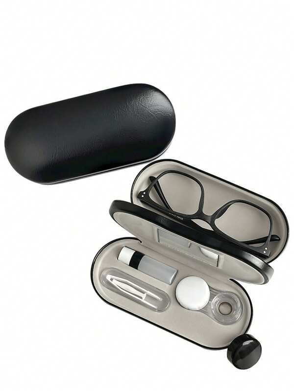 1pc Dual-Layer Multifunctional Eyeglasses Case, Portable Contact Lens Case, Glasses Storage Box