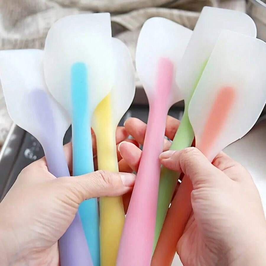Seamless Silicone Spatula - Soft, Non Stick, Rubber Material, Suitable For Baking And Cake Decoration, Random Color, Food Supply Equipment, Suitable For Kitchen Use/All Baking Enthusiasts - 隨機 - 查看 1
