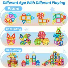 磁性积木玩具适合3 4 5 6 7 8岁以上男孩女孩升级马卡龙城堡积木套装适合幼儿STEM创造力/教育玩具适合3-6岁儿童节日生日礼物 - 彩色 - 查看 3