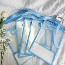 1/4/12个装透明礼品袋，带丝带，适用于婴儿派对、毕业典礼、婚礼、新娘派对、生日派对、商务场合，带镂空提手，可重复使用的PP材质，7x10x3.15英寸（蓝色） - 藍色 - 查看 9