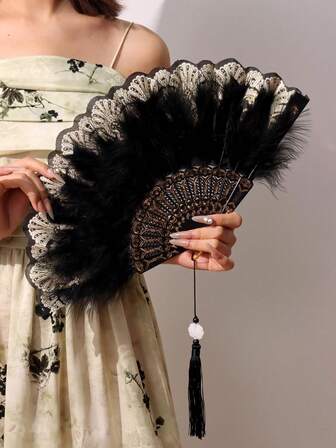 1pc Fairy Simulated Feather Fan, Suitable For Ball Stage And Performance