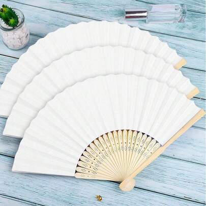 1 件/2 件/6 件/12 件/24 件折扇、白色纸扇、竹扇、白色婚礼折扇、可折叠手扇、DIY 白色工艺扇、老式白色手扇、可 DIY 个性化婴儿淋浴折叠纸扇、便携式派对婚礼用品、手扇礼品装饰婚礼扇、手持扇