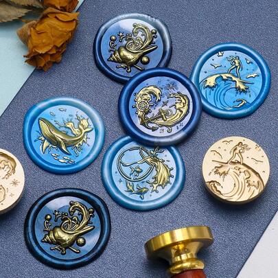 Ocean Embossed Wax Seal Stamp - Perfect For Love Letters, Invitations, Holiday Cards, Journals, Scrapbooking, DIY Crafts