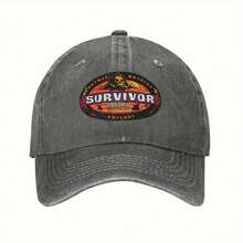 Survivor TV Show Licensed Panama Exile Island Baseball Cap - Duckbill Cap With Survivor Logo, Outdoor Adventure Men's Hat, Suitable For Cycling, Running, Fitness - Hand Washable Black (P407) - Survivor Fan Gift, Running Gear, Adventure Themed Apparel, Washed Texture