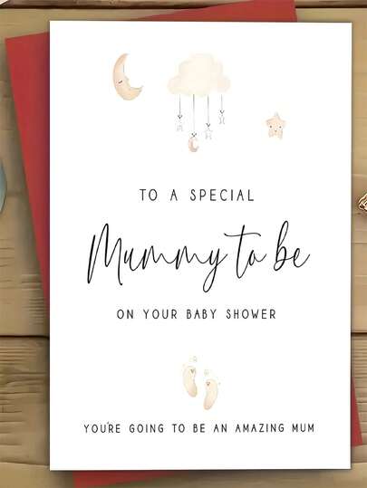 1 st charmigt "Mummy Be" babyshowerkort - "Till en speciell blivande mamma" med måne- och stjärndesign, perfekt för graviditetsmeddelanden och nyföddfirande, mammapresentidé, nyföddpresent | Nyckfull design | Elegant manus, babyshowerpresenter till mamma
