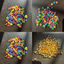 100pcs/200pcs Gold Mini Brad Paper Fasteners - Smooth Round & Star Shaped - Multipurpose Scrapbooking Decor & Office Supplies, Suitable For Crafts, DIY Projects, File Organization, Planners, Stationery, Valentine's Day Handmade Decorations