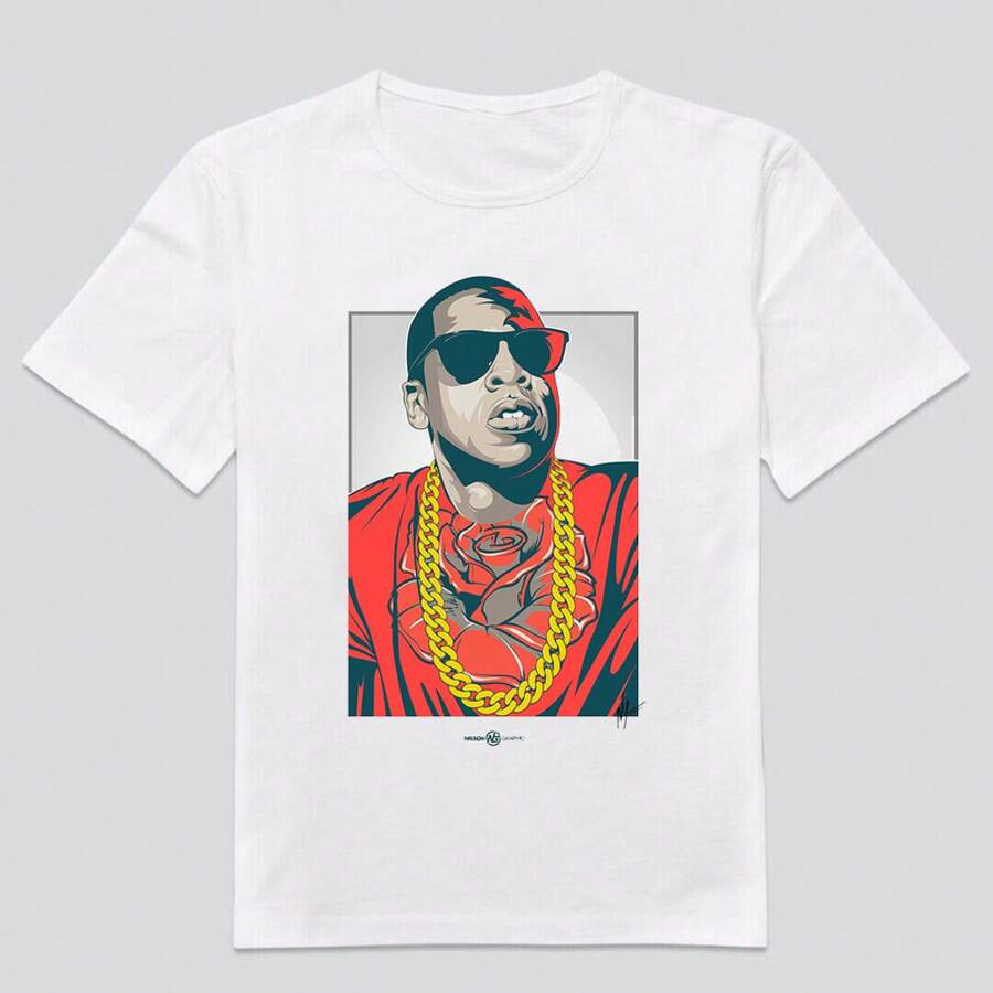 CAMISETA PERSONALIZADA JAY-Z JAY Z HOVA RAPPER MÚSICA HIP HOP R&B CAMISETA VINTAGE ARTISTA - Blanco - Ver 1