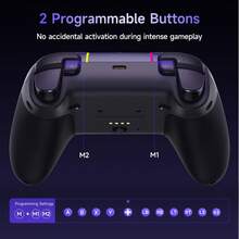 EasySMX X05 Pro 无线游戏手柄，PC 控制器，静音按键/双段式扳机/八向方向键/柔软橡胶握把/霍尔效应摇杆/RGB 灯光/可编程按键/1000mAh 大容量电池/多模式连接开关。兼容 PC/Switch/手机/Steam/电视，双震动马达，脉冲扳机。 - 紫色 - 查看 8