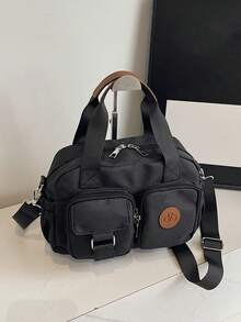 New Retro Style Large Capacity Handbag, Solid Color Fashion Versatile Women's Shoulder Bag, Casual Minimalist Adjustable Strap Crossbody Bag Suitable For Outings, Dates, Shopping, Daily Commute - Black - View 10