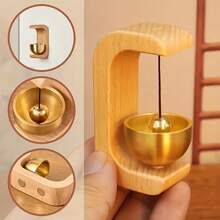 1 Piece Elegant Japanese Wooden Wind Chime - Wireless Brass Doorbell With Magnetic Mount, Easy Installation For Home And Commercial, Door And Wall Decorative Hanging Chime Also Comes With Adhesive Stickers - 金色 - 查看 9