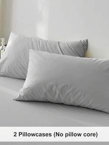 2pcs,Light Grey,Solid Color Japanese Simple Solid Color, Super Soft, Breathable, Four Seasons, Simple Fashion, Leisure And Daily Life, Boys' Dormitory For Four Seasons, Pillowcase, Excluding Pillow Core, Bedding, Hotel, Household Items, Japanese SizeTwinFullQueenKing.