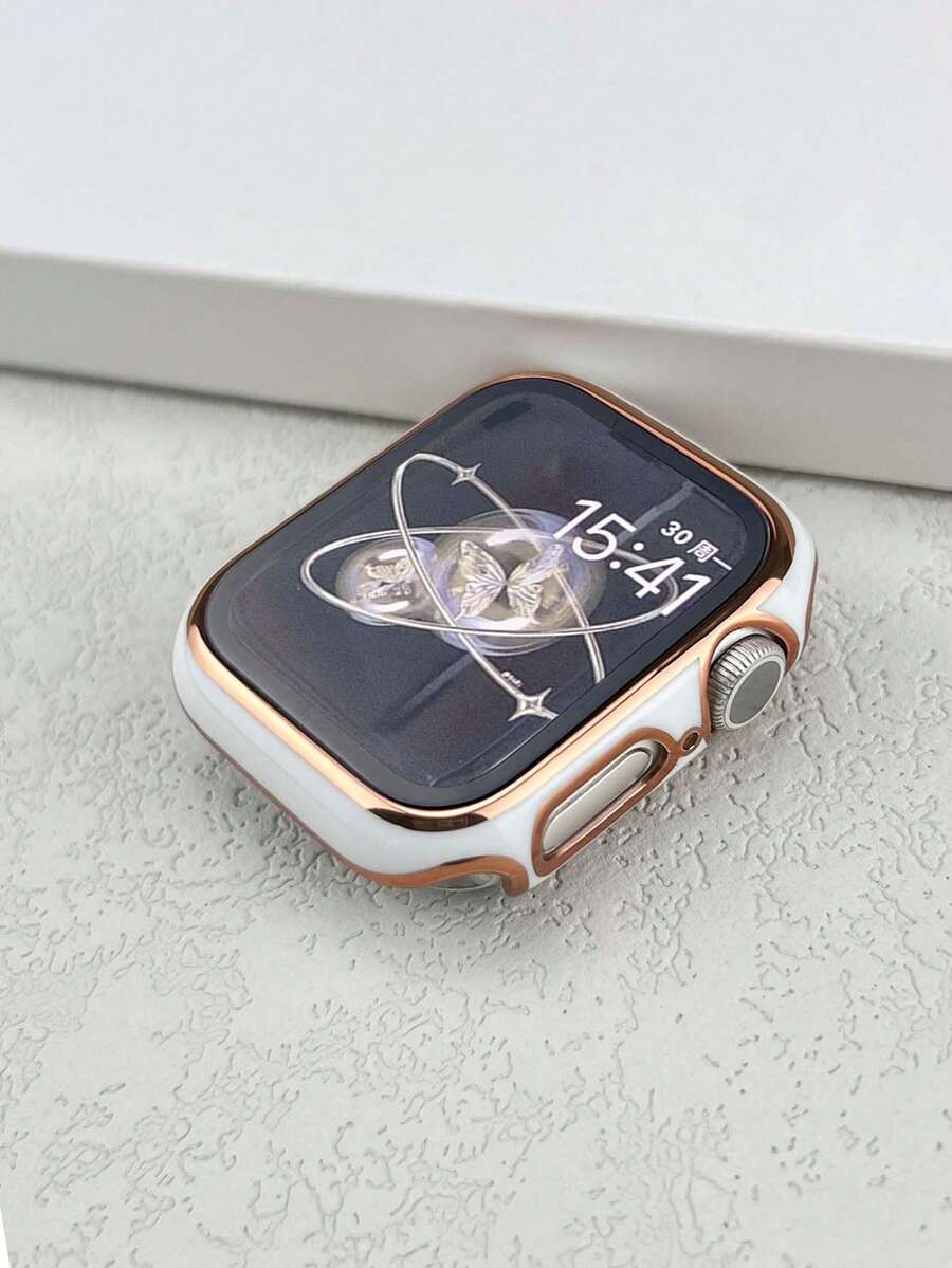 2-In-1 Apple Watch Protective Case, Globally Popular New Product, Apple Watch Screen Protector, PC Hard Material Electroplated Rose Gold Color, Suitable For Apple Watch Ultra 3/2/1, SE, S9/8/7/6/5/4/3/2/1 Series, For Men And Women, Watch Enthusiasts, Replacement SmartWatch 38/40/41mm, 42/44/45/49mm, White Watch Case