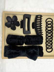 8 Pieces Set Of Minimalist Pink Minimalist Home Hair Accessories For Girls, Suitable For Daily Makeup, Face Washing And Decoration