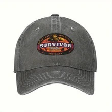 Survivor TV Show Licensed Panama Exile Island Baseball Cap - Duckbill Cap With Survivor Logo, Outdoor Adventure Men's Hat, Suitable For Cycling, Running, Fitness - Hand Washable Black (P407) - Survivor Fan Gift, Running Gear, Adventure Themed Apparel, Washed Texture