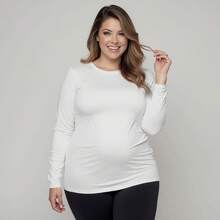 Kit 03 Plus Size T-Shirt Women's Long Sleeve Cotton Round Neck Blouse - 白色 灰色 紅色 - 查看 2
