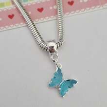 Silver Plated Colorful Studded Butterfly Charm - Aquarium - View 3