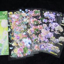 20sheets Flowers Stickers Book PET Material Hand Account Stickers Embelishment Transparent Stickers Junk Journal Craft Stickers Holiday Decorations Christmas Halloween Valentine's Day - Multicolor - View 16