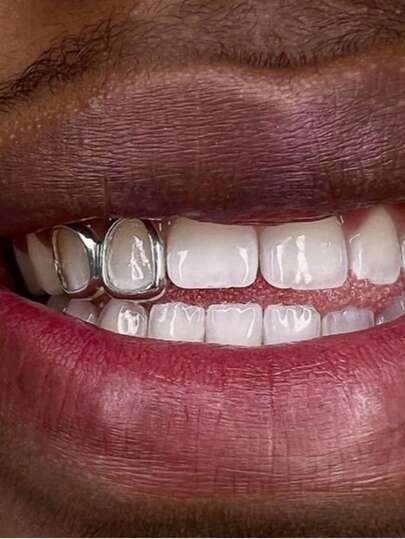 1pc Classic Hollow Metal Tooth Shaped Fashion Accessory, Suitable For Daily Wear, Party, Nightclub, Unisex