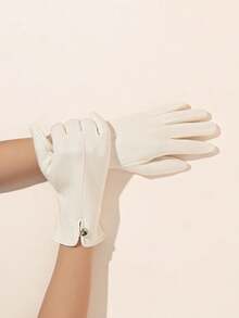 1 Pair Women's Autumn/Winter Touchscreen Thermal Lined Gloves, Fashion Outdoor Sports Cycling Driving Gloves