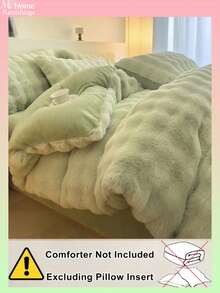 3pcs Light Green Bedding Set - 1 Duvet Cover & 2 Pillowcases, Soft & Comfortable Home Textile, Multiple Colors Available, Suitable For Dorm, Bedroom, Simple & Fashionable Home Decor, Machine Washable, No Filler - Plush Faux Fur Duvet Cover Set, Fuzzy Duvet Cover Set, 1 Zippered Duvet Cover & 2 Pillowcases, Comforter Not Included, Twin, Full, King, Queen Size, Back To School Bedding - Pastel Green - View 4