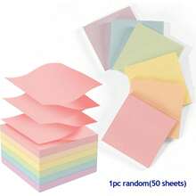 3x3 Inch Pop-Up Sticky Notes, 6pcs Candy Color Note Pads, 50 Sheets Per Pad, 1/6/12 Pads, Total 50/300/600 Sheets, Individually Packaged, Easy To Stick, Suitable For Home, Office, Notebooks - Multicolor - View 10