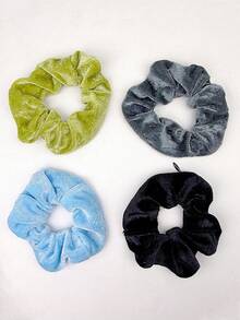 Velvet Hair Scrunchie With Hidden Zipper Pocket, Secret Compartment Elastic Hair Tie For Keys & Cash, Ponytail Holder Accessory - Black - View 23