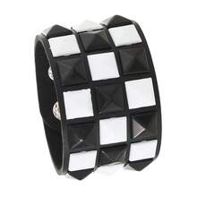 Xiacheng 1/3pcs Punk Leather Bracelet, Unisex, 80s Style Gothic Punk Rock Bangle, Open Cuff Bracelet, Suitable For Party Gift Accessories - Black and White - View 14