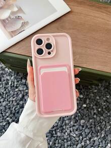 1 pieza Funda de teléfono de unicolor con acabado mate de dopamina, diseño simple y limpio, compatible con iPhone 16 Pro Max, versión internacional, no la versión nacional - Rosa - Ver 5
