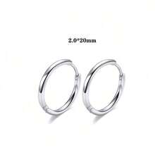 Pendientes de aro de acero inoxidable de moda unisex - Plateado - Ver 34