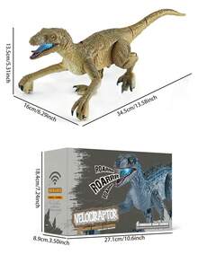 1 pieza Juguete de dinosaurio con control remoto (para niños de 3 a 5 años), juguete de Velociraptor jurásico, dinosaurio robot con control remoto electrónico con función de caminar, efecto de rugido, función de demostración, adecuado para regalos de cumpleaños, Navidad, Halloween, Pascua para niños y niñas de 3 a 12 años