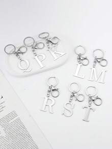 1pc Elegant Silver Letter Keychain, A-Z Alphabet Pendant, Fashionable Alloy Key Chain, Can Be Hung On Bags Or Car Keys, Perfect Accessory For Daily Use, Also A Great Gift For Couples, Friends And Family - Multicolor - View 6