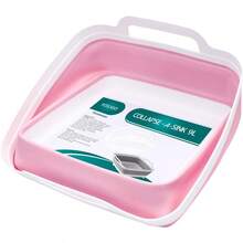 Dish Basin Collapsible With Drain Plug Carry Handles For 9 L Capacity, Collapsible Sink Tub, Dish Wash Basin, Portable Dish Tub, Foldable Dishpan For Camping Dish Washing Tub And RV Sink - Hồng - Xem 2