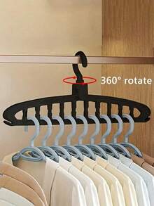 1pc 360° Rotating Space-Saving Perforated Clothes Hanger Drying Rack, Spiral Plastic Hanger For Student Dorm And Home, Holds Up To 11 Garments, Suitable For Home, Dorm And Travel - Foldable For Pants, Shirts And Skirts - Beige - View 4