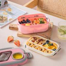 40.5 Oz.Large Salad Bowl,1 Adult Bento Box, Salad Container, Large Salad Bowl, Bento-Style Tray For Toppings, 3 Oz. Sauce Container For Dressing, With Reusable Fork And Knife,Back To School - 便當 - 查看 6
