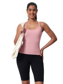 MathCat Workout Tank Tops For Women With Built In Bra, Sleeveless Gym Tops Seamless Racerback Athletic Yoga Shirts - Hồng - Xem 6