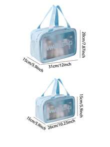 防水洗漱包，双层旅行便携式化妆品收纳包，干湿分离，适用于游泳、健身房等旅行收纳包、化妆包、化妆包、度假收纳包、大容量化妆品收纳化妆盒，可容纳口红、刷子、护肤品、手机、硬币、小物品，适用于家庭、礼物、度假和节日万圣节圣诞节多功能用途，波西米亚风，适用于假日海滩、浴室收藏、卧室收藏，大容量 - 寶藍色 - 查看 15