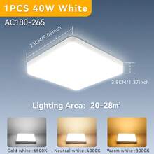 CANMEIJIA 超薄方形 LED 吸顶灯平板灯，家用 LED 吸顶灯，适用于家庭装饰，适用于客厅/卧室/浴室/办公室/餐厅/大堂/酒店/工作室/仓库/入口/厨房/走廊/阁楼/通道，根据使用需求选择合适的尺寸，60W/50W/40W/30W/20W 可用 - LED吸頂燈 - 查看 35